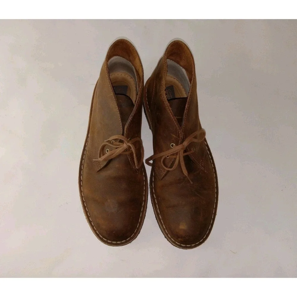 Clarks Collection Mens Size 9M Brown Leather Classic Desert Chukka Boots Shoe